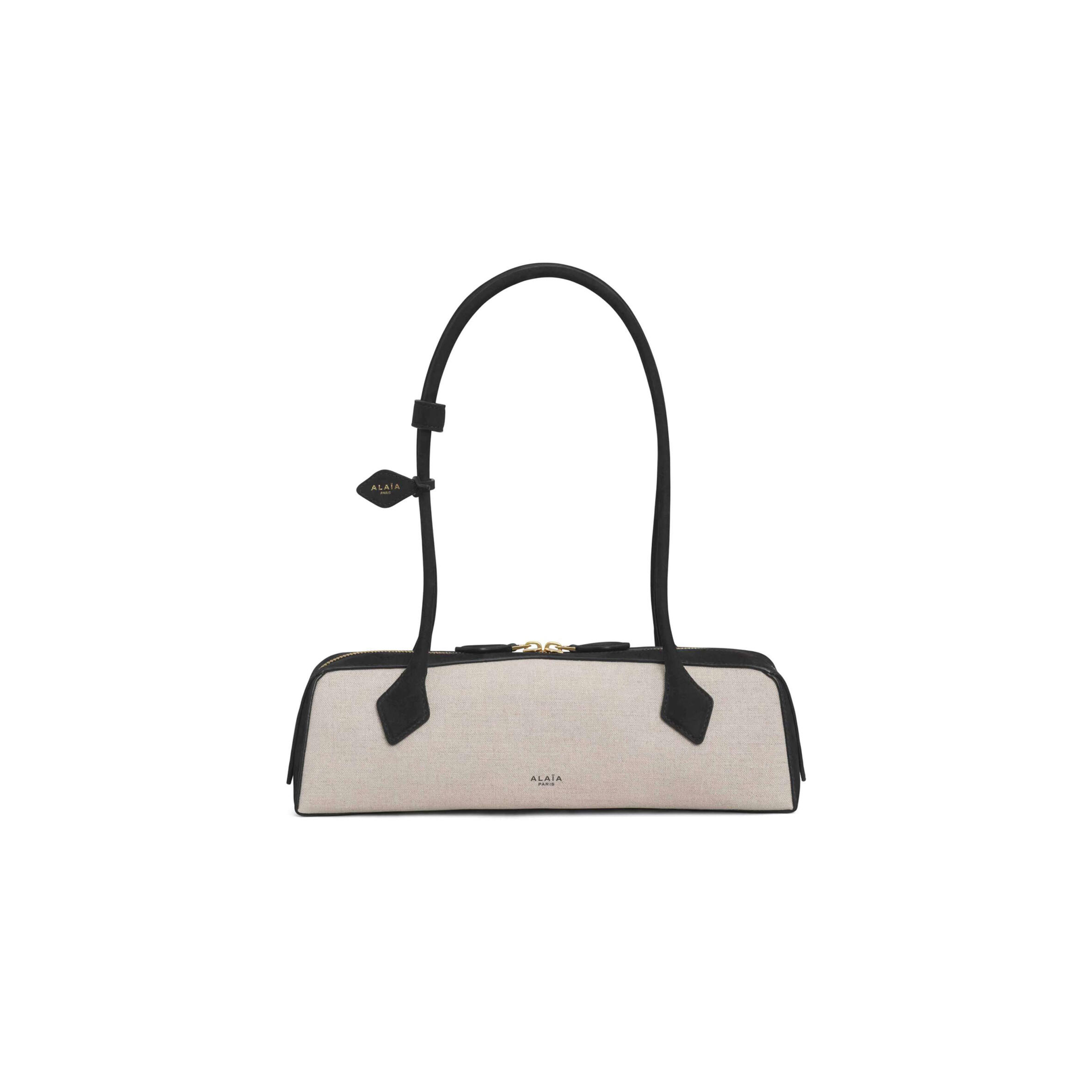 ALAÏA MEDIUM LE TECKEL SHOULDER BAG IN CANVAS & SUEDE (33*11*10cm)